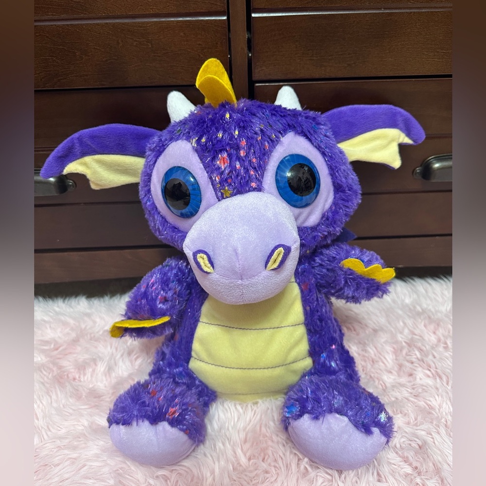 Plush Peek A Boo Purple Sparkle Stars Dragon Wings Plush 12” Fantasy